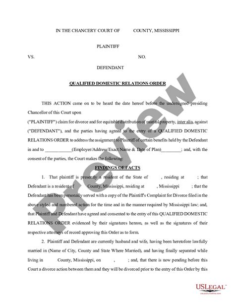 Qualified Domestic Relations Order—Procedures .